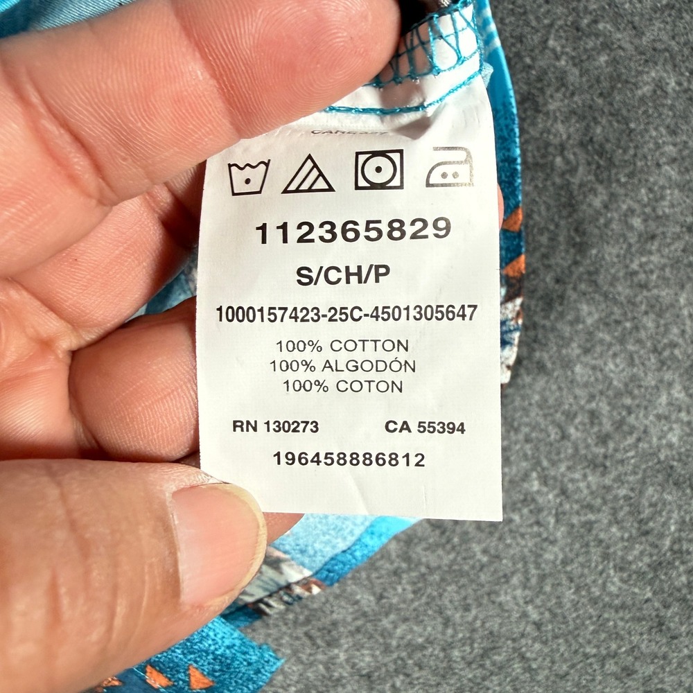 Wrangler Checotah Kids Western Snap Shirt Turquoise Blue Aztec Print S 112365829 - Picture 6 of 9